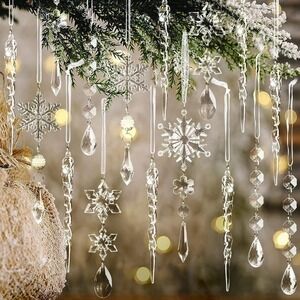 18pcs Crystal Acrylic Snowflake Drop Christmas ornaments Tree Decoration